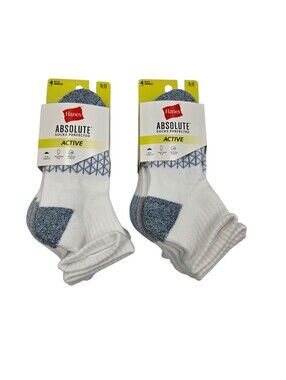 Hanes Absolute Active Boys Ankle Socks 2 pack of 4 pairs Large (3-9) Nwt